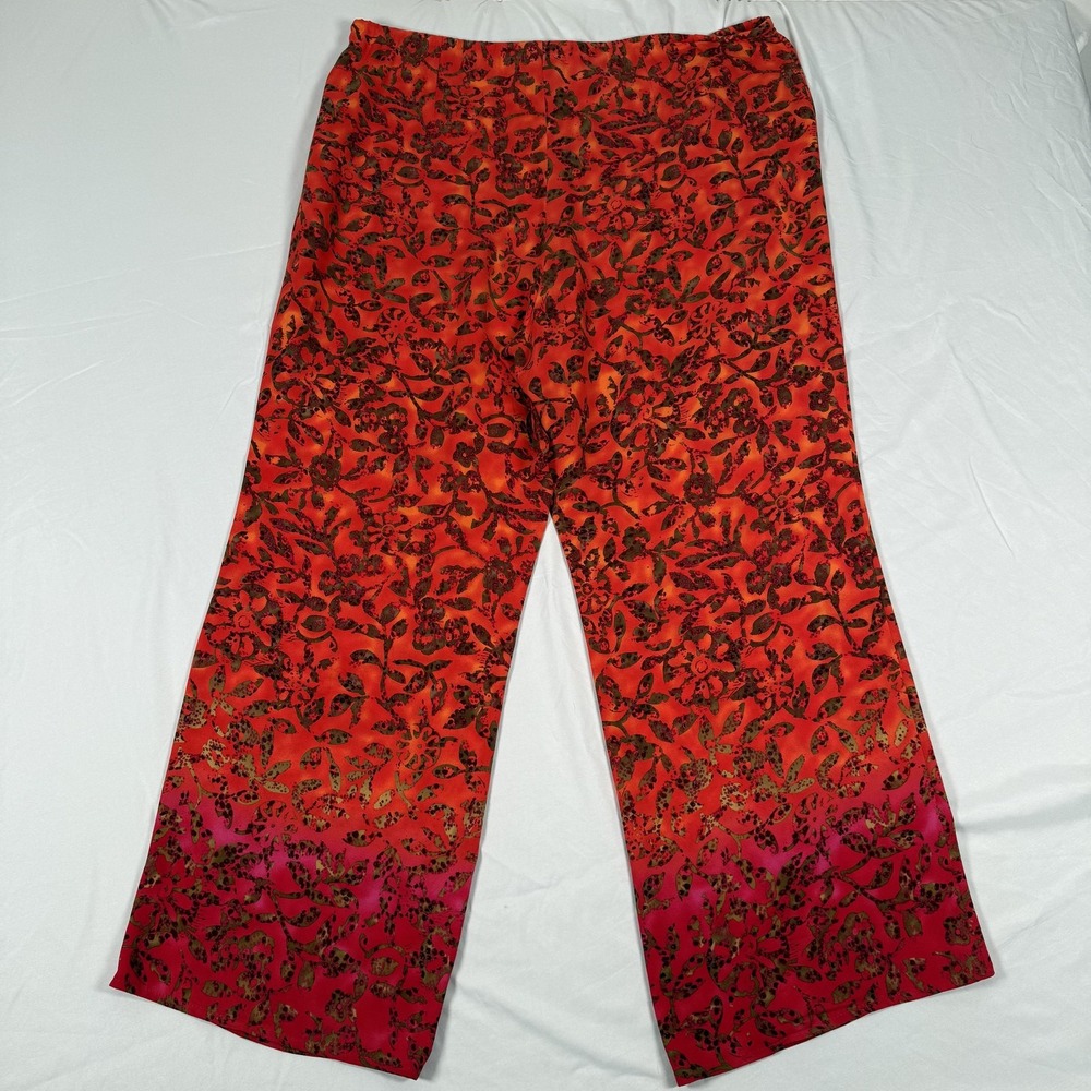 Sigrid Olsen Large Pants Silk Floral Wide Leg Resort Cruise Vacation Boho Ombre - Picture 2 of 10